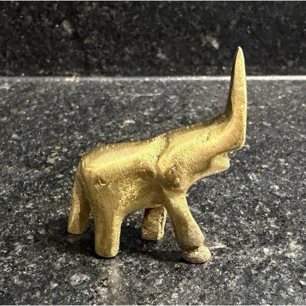 Vintage Mini Brass Elephant & Camel Figurines Pair Unmarked Brass 1